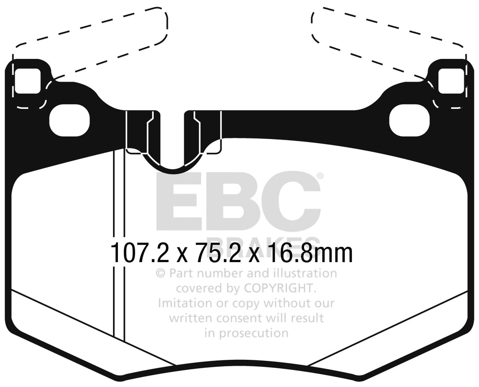 EBC Yellowstuff Bremsbeläge Hinterachse DP42261R mit R90 für Lexus RC F (344kw/ 468PS) Baujahr: 08/14-