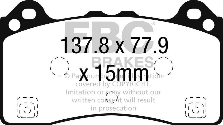 EBC Yellowstuff Bremsbeläge Vorderachse DP42274R mit R90 für Ford Focus 3 2.3 RS (257kw/ 350PS) Baujahr: 07/15- mit HSN TSN: 8566 BMS