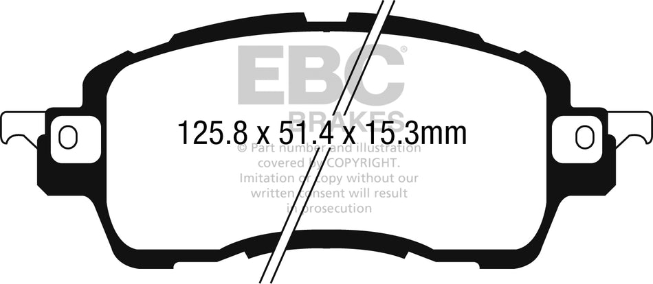 EBC Blackstuff Bremsbeläge Vorderachse DPX2275 mit R90 für Mazda 2 1.5 D (DJ5FS) (77kw/ 105PS) Baujahr: 06/15-02/18 mit HSN TSN: 7118 AGQ