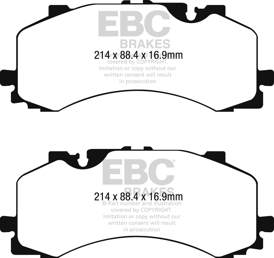 EBC Yellowstuff Bremsbeläge Hinterachse DP42297R mit R90 für Mercedes-Benz E-Klasse E 300 EQ Boost (213.083) (190kw/ 258PS) Baujahr: 06/19- mit HSN TSN: 2222 AIP