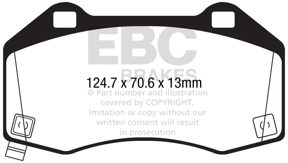 EBC Yellowstuff Bremsbeläge Vorderachse DP42286R mit R90 für Abarth 124 Spider 45383 (125kw/ 170PS) Baujahr: 11- mit HSN TSN: 1727 API