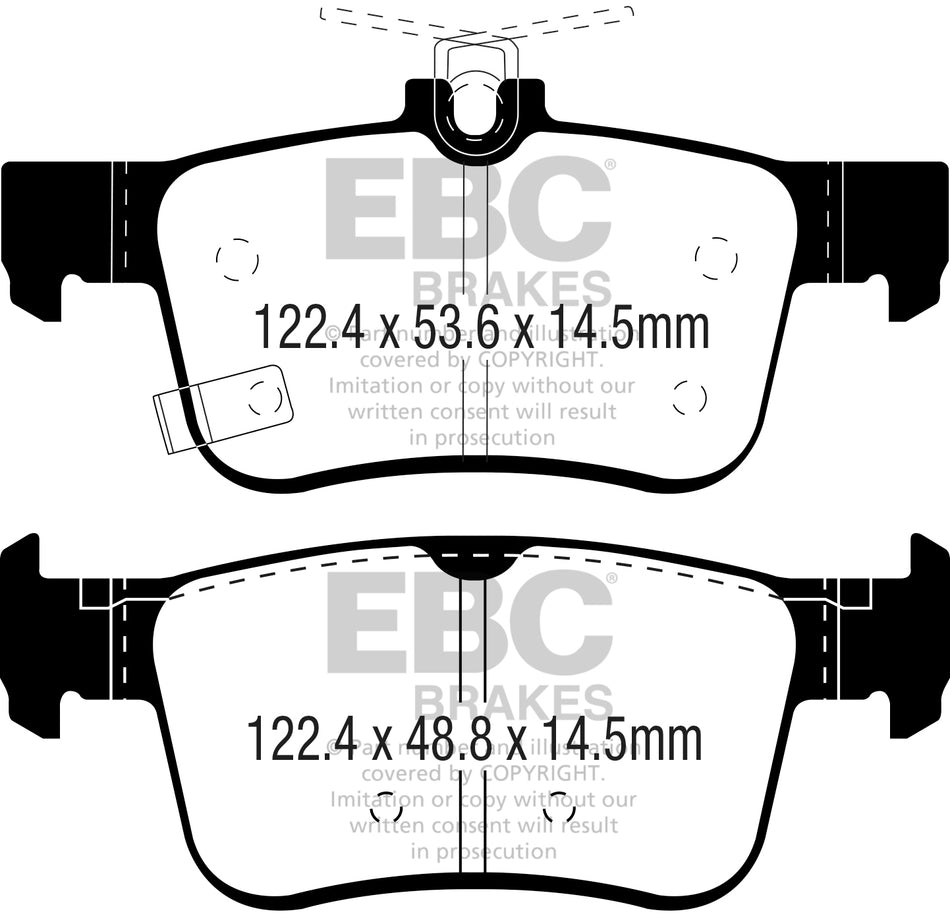 EBC Yellowstuff Bremsbeläge Hinterachse DP42301R mit R90 für Honda Civic X 1.0 VTEC (93kw/ 126PS) Baujahr: 07/18- mit HSN TSN: 7100 AEI