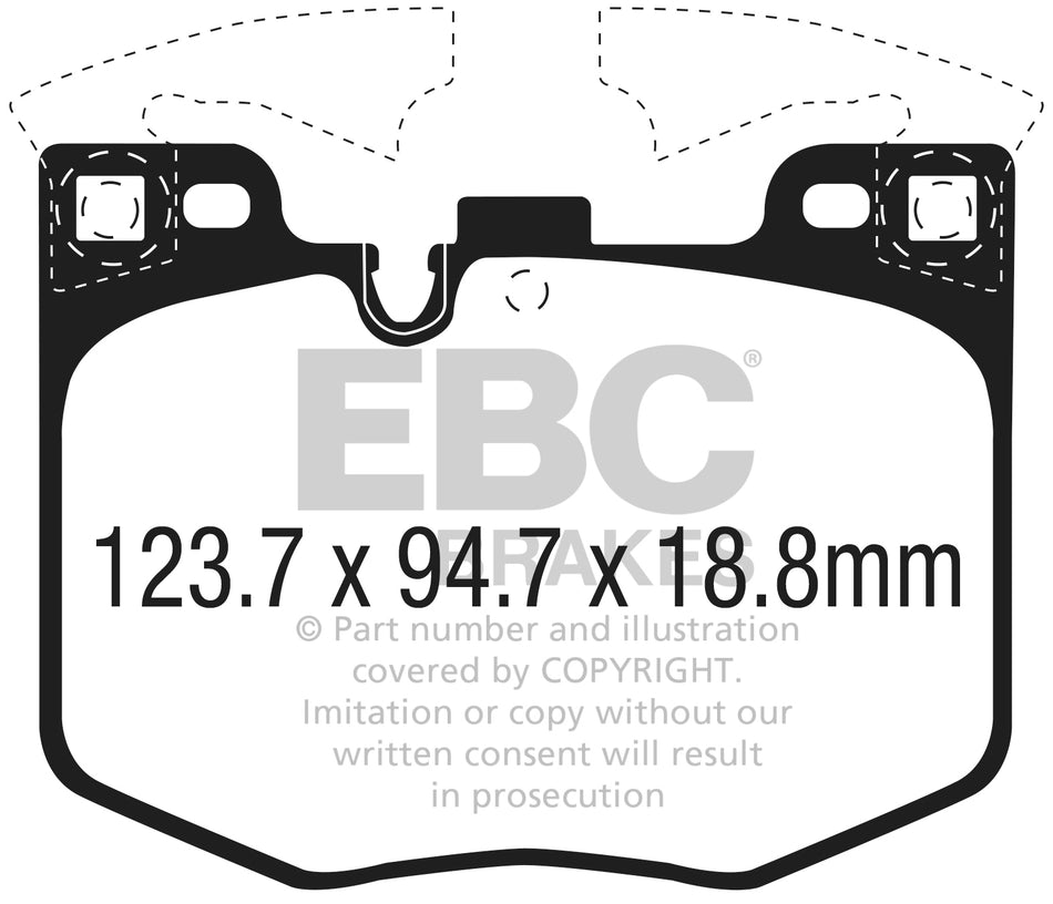 EBC Yellowstuff Bremsbeläge Vorderachse DP42302R mit R90 für BMW 5 530 i (185kw/ 252PS) Baujahr: 03/17- mit HSN TSN: 0005 COU