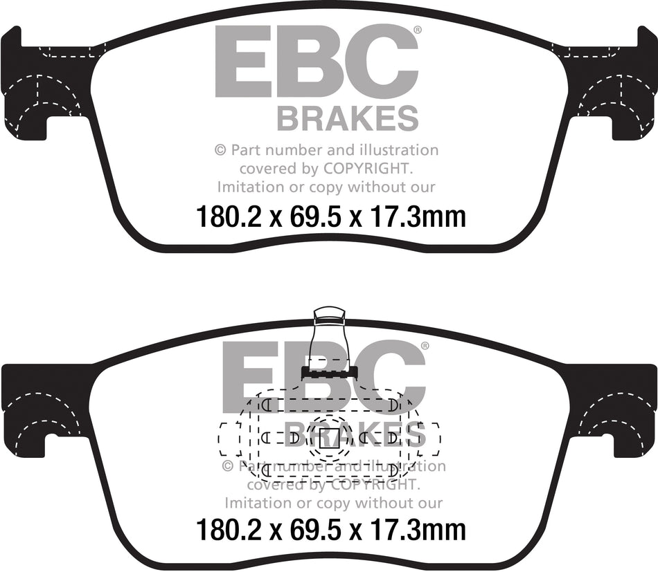 EBC Yellowstuff Bremsbeläge Hinterachse DP42380R mit R90 für Porsche Cayenne 3.0 AWD (9YAAA1) (250kw/ 340PS) Baujahr: 05/17- mit HSN TSN: 0583 AKO