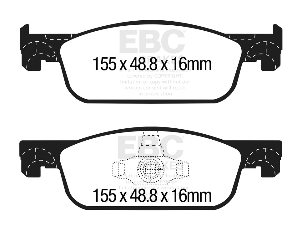 EBC Blackstuff Bremsbeläge Vorderachse DPX2312 mit R90 für Renault Clio 4 1.2 16V (BHA1, BHAK, BHMG, BHMK) (55kw/ 75PS) Baujahr: 06/15- mit HSN TSN: 3333 AAO