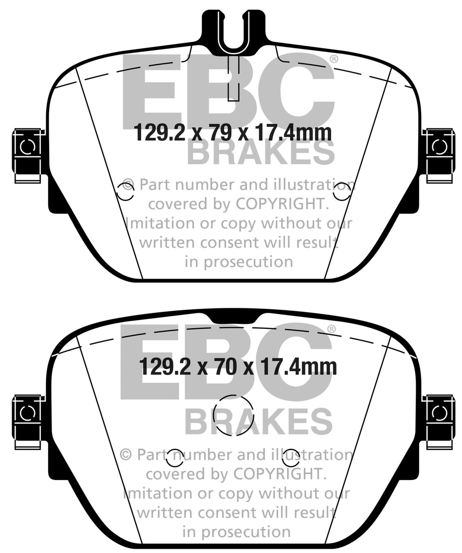 EBC Yellowstuff Bremsbeläge Hinterachse DP42314R mit R90 für Mercedes-Benz E-Klasse E 450 EQ Boost 4-matic (213.059) (270kw/ 367PS) Baujahr: 07/20- mit HSN TSN: 2222 ASR