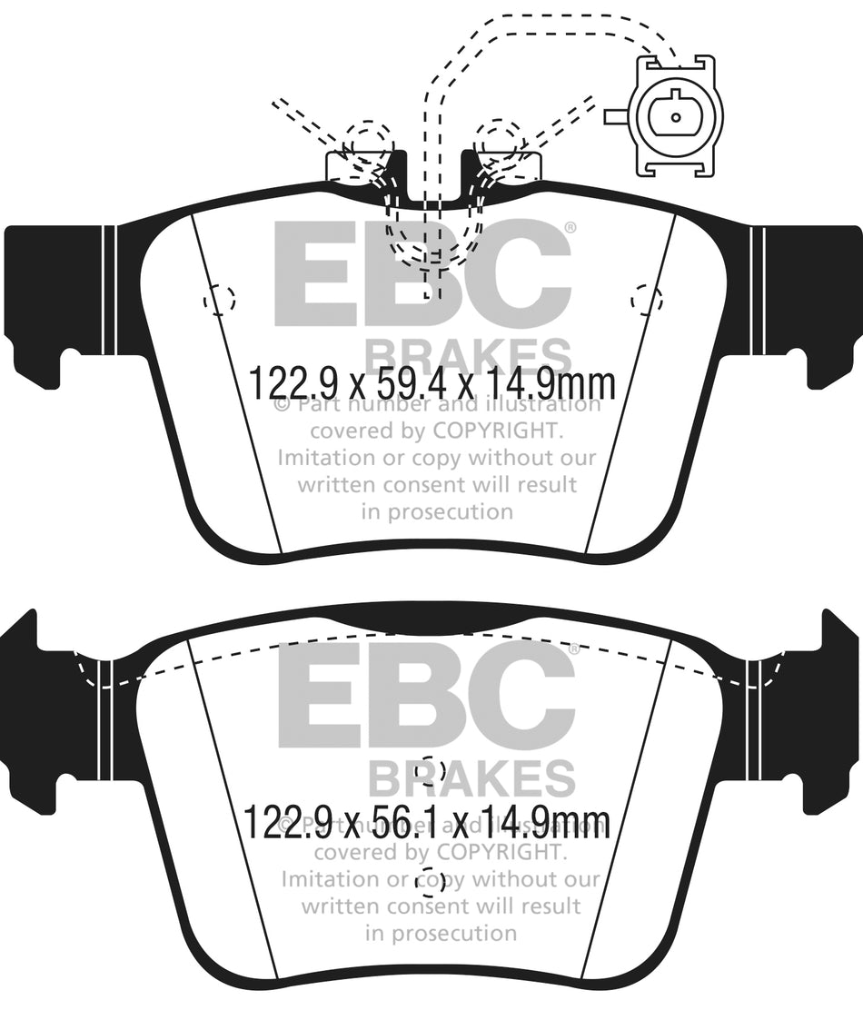 EBC Greenstuff 2000 Bremsbeläge Hinterachse DP22315 mit R90 für Alfa Romeo GIULIA 2.2 D (952AFA25 952AFM25 952ALA25) (132kw/ 180PS) Baujahr: 10/15- mit HSN TSN: 1742 AAY