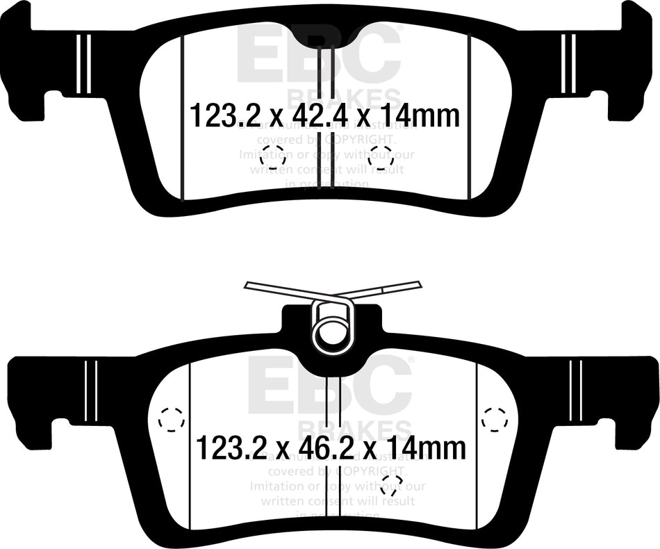 EBC Yellowstuff Bremsbeläge Hinterachse DP42319R mit R90 für Ford Fiesta 7 1.5 TDCi (88kw/ 120PS) Baujahr: 05/17- mit HSN TSN: 8566 BOL