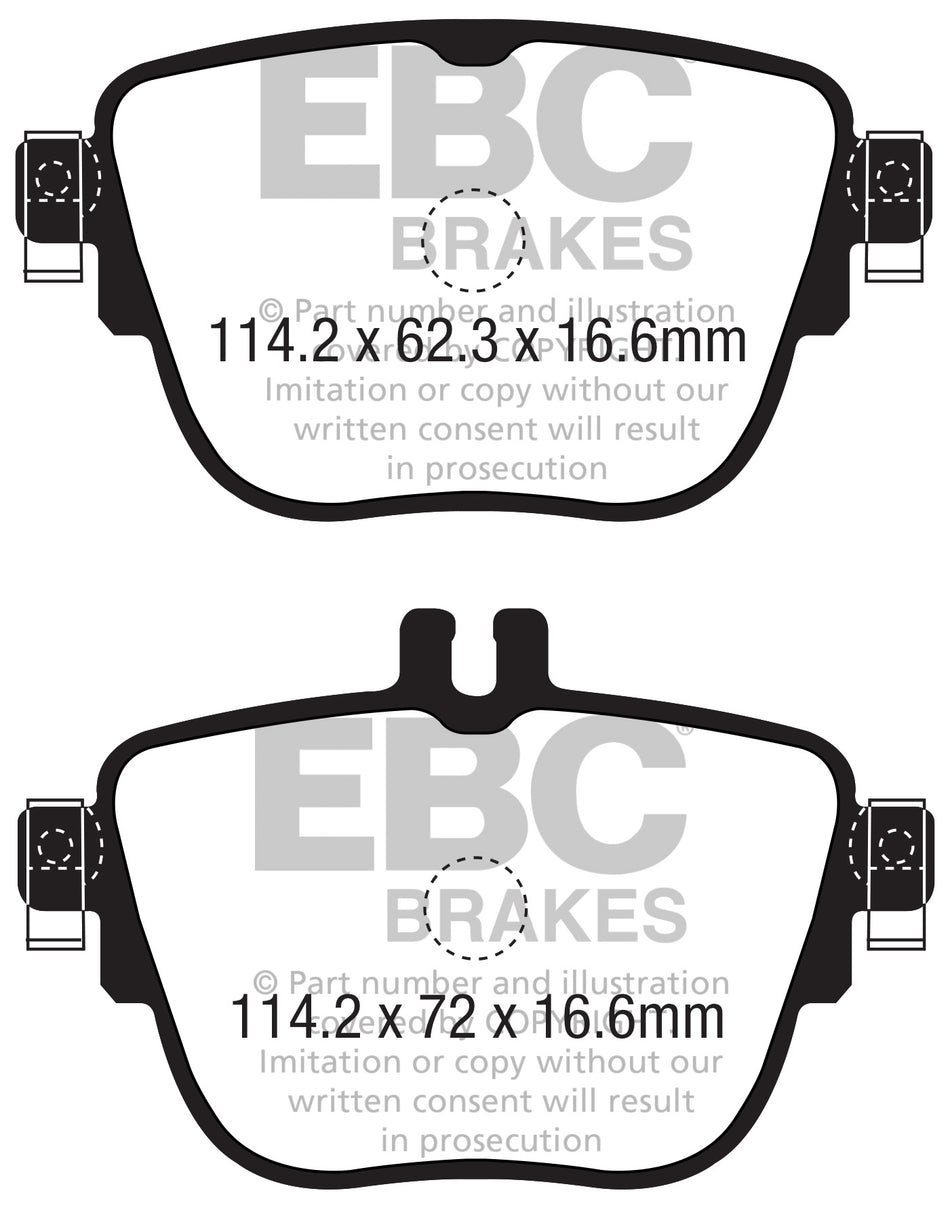 EBC Yellowstuff Bremsbeläge Hinterachse DP42337R mit R90 für Mercedes-Benz E-Klasse E 350 e (213.050) (155kw/ 211PS) Baujahr: 07/16- mit HSN TSN: 1313 GAA