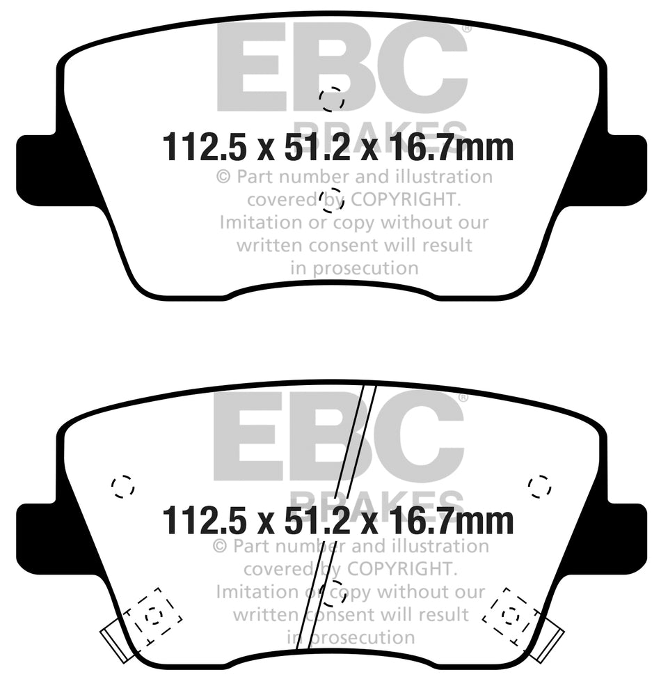 EBC Yellowstuff Bremsbeläge Vorderachse DP42434R ohne R90 für VW MULTIVAN T7 1.4 e-Hybrid (160kw/ 218PS) Baujahr: 08/21- mit HSN TSN: 0603 CQI