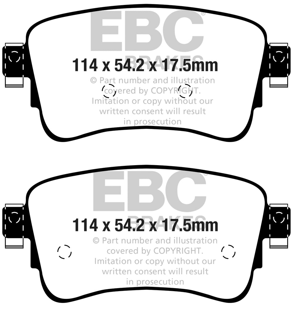 EBC Greenstuff 6000 Bremsbeläge Hinterachse DP62435 ohne R90 für Audi Q5 55 TFSI e quattro (185kw/ 252PS) Baujahr: 08/19-11/20 mit HSN TSN: 0588 BQM