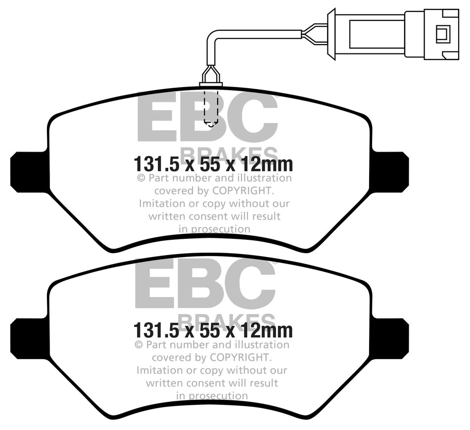 EBC Yellowstuff Bremsbeläge Vorderachse DP42439R mit R90 für VW GOLF VIII 2.0 TDI (85kw/ 116PS) Baujahr: 08/19- mit HSN TSN: 0603 CKP