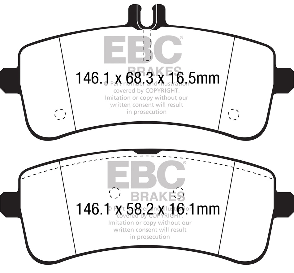 EBC Bluestuff NDX Bremsbeläge Hinterachse DP52350NDX mit R90 für Mercedes-Benz C-Klasse AMG C 63 S (205.487) (375kw/ 510PS) Baujahr: 10/16- mit HSN TSN: 1313 GZI