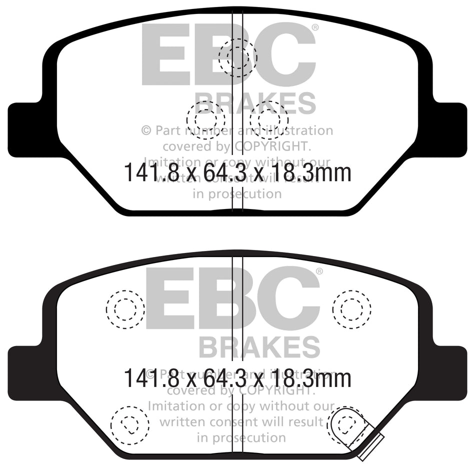 EBC Yellowstuff Bremsbeläge Vorderachse DP42351R mit R90 für Opel Insignia B Country Tourer 2.0 CDTi (47) (125kw/ 170PS) Baujahr: 06/17- mit HSN TSN: 0035 BKY