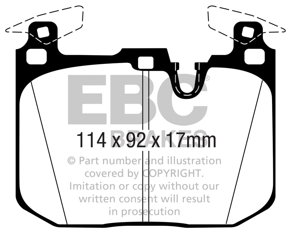 EBC Yellowstuff Bremsbeläge Vorderachse DP42360R mit R90 für BMW 3 M3 Competition (331kw/ 450PS) Baujahr: 03/16- mit HSN TSN: 7909 ABR