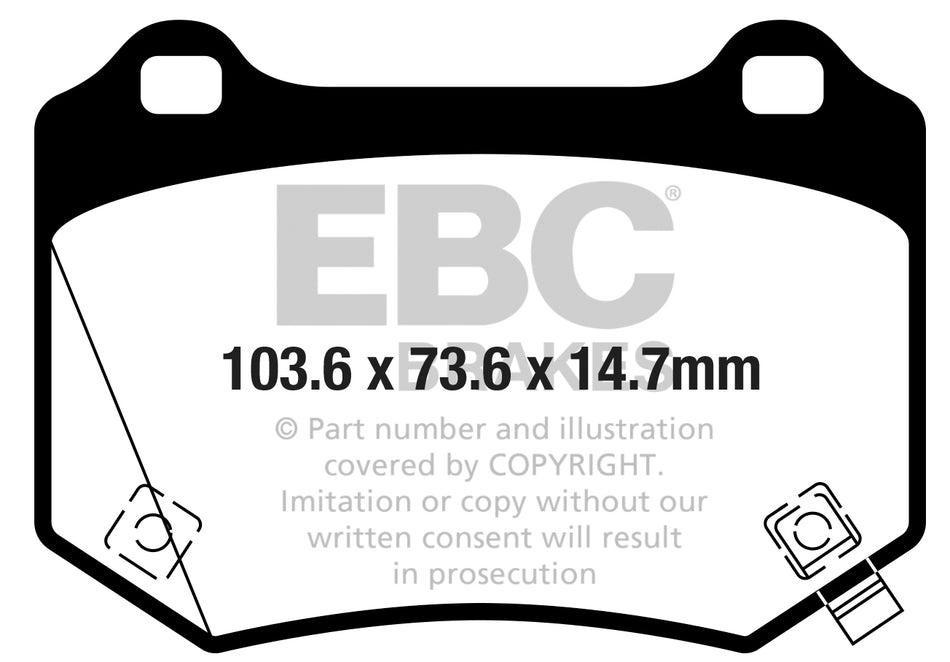 EBC Yellowstuff Bremsbeläge Vorderachse DP42361R ohne R90 für Subaru WRX Sti 2.5 AWD Baujahr: 17- mit HSN TSN: 7106 ACZ