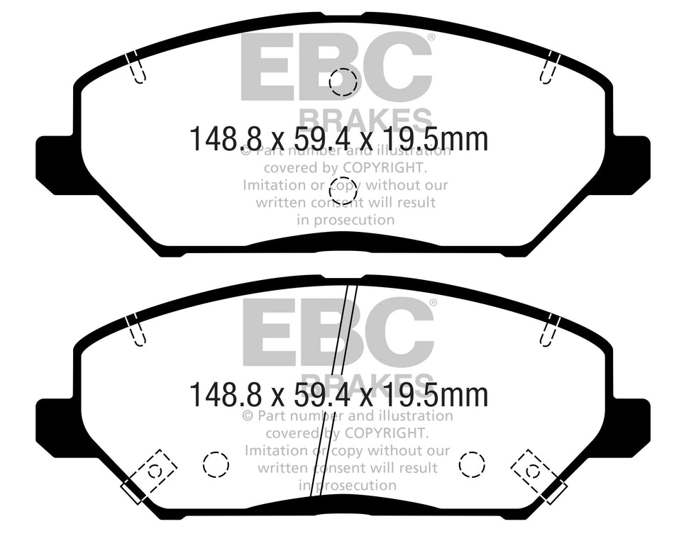 EBC Yellowstuff Bremsbeläge Vorderachse DP42362R mit R90 für Hyundai i30 CW 1.6 CRDi (70kw/ 95PS) Baujahr: 11/16- mit HSN TSN: 1349 AEO