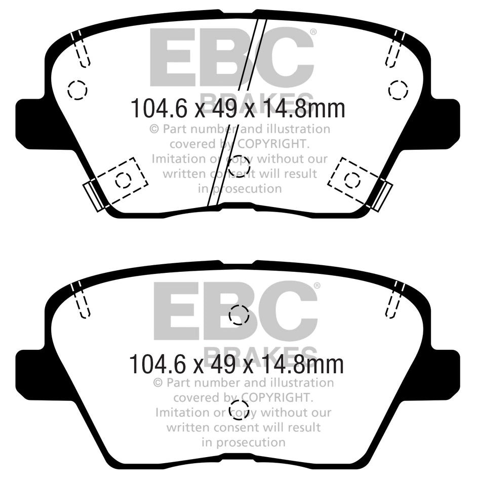 EBC Yellowstuff Bremsbeläge Hinterachse DP42363R mit R90 für Hyundai i30 CW 1.5 T-GDI hybrid 48V (118kw/ 160PS) Baujahr: 03/20- mit HSN TSN: 1349 AFP