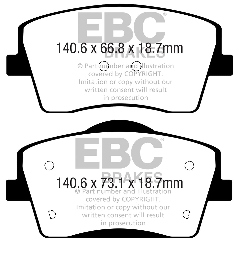 EBC Yellowstuff Bremsbeläge Vorderachse DP42356R mit R90 für Kia STINGER 3.3 T-GDI (268kw/ 364PS) Baujahr: 06/17- mit HSN TSN: 8253 AHZ