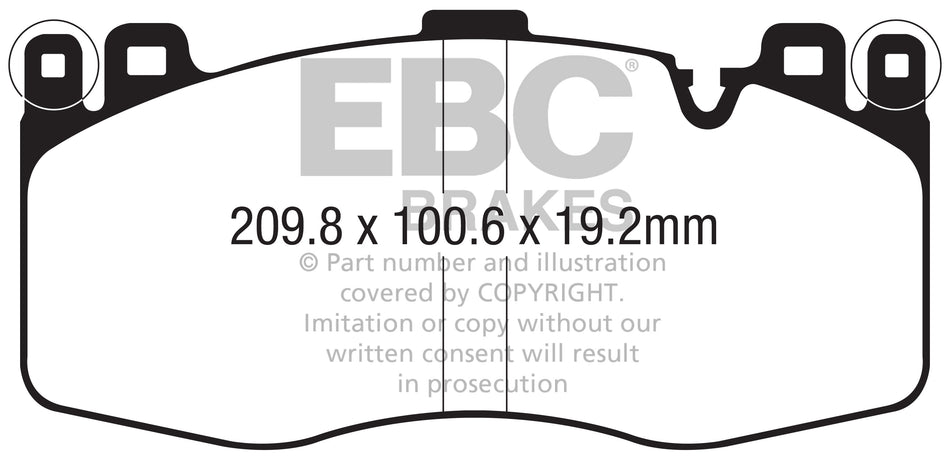 EBC Yellowstuff Bremsbeläge Vorderachse DP42370R mit R90 für BMW X6 M (423kw/ 575PS) Baujahr: 12/14-07/19 mit HSN TSN: 7909 ABL