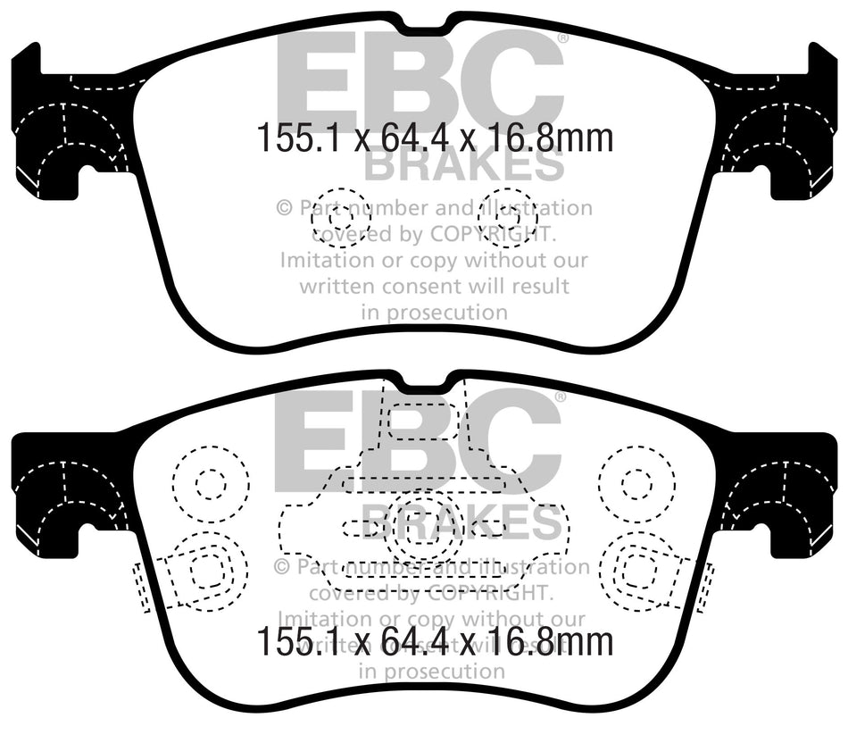 EBC Yellowstuff Bremsbeläge Vorderachse DP42372R ohne R90 für Ford Focus 4 1.0 EcoBoost (63kw/ 85PS) Baujahr: 05/18- mit HSN TSN: 8566 BON