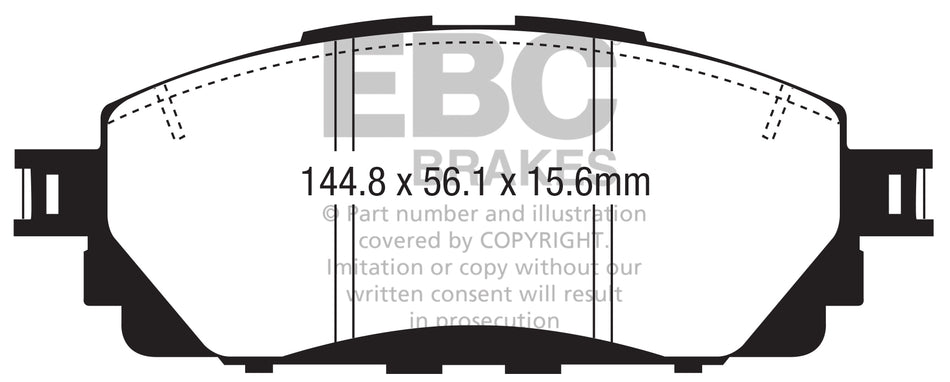 EBC Yellowstuff Bremsbeläge Vorderachse DP42373R ohne R90 für Toyota Innova 2.8 D (126kw/ 171PS) Baujahr: 11/15-