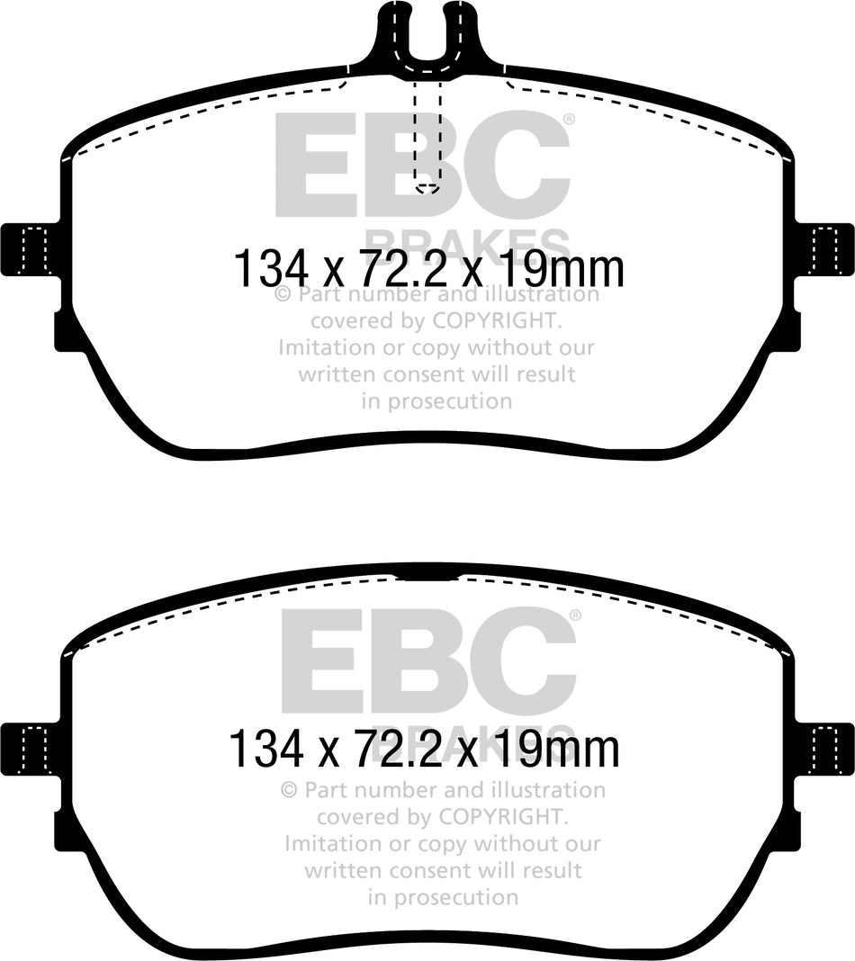 EBC Yellowstuff Bremsbeläge Vorderachse DP42388R mit R90 für Mercedes-Benz A-Klasse A 220 d 4-matic (177.015) (140kw/ 190PS) Baujahr: 10/19- mit HSN TSN: 2222 AJT