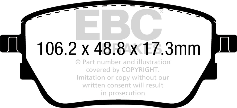 EBC Yellowstuff Bremsbeläge Hinterachse DP42389R mit R90 für Mercedes-Benz A-Klasse A 220 (177.044) (140kw/ 190PS) Baujahr: 07/18- mit HSN TSN: 1313 HVQ