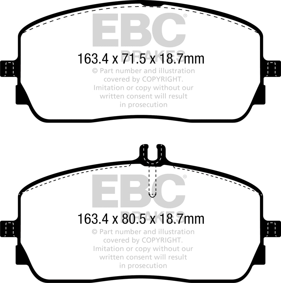 EBC Yellowstuff Bremsbeläge Vorderachse DP42390R mit R90 für Mercedes-Benz B-KLASSE Sports Tourer B 250 e (247.086) (160kw/ 218PS) Baujahr: 06/20- mit HSN TSN: 2222 ASD