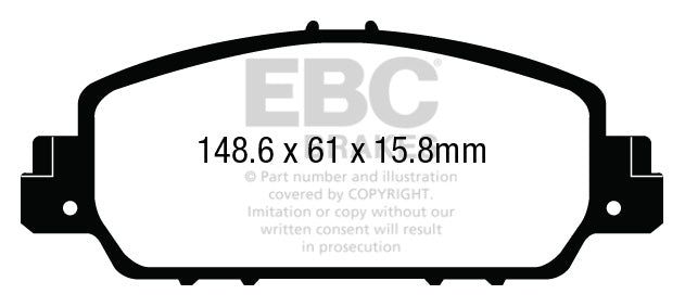 EBC Yellowstuff Bremsbeläge Vorderachse DP43014R ohne R90 für Honda HR-V 1.6 i-DTEC (RU8) (88kw/ 120PS) Baujahr: 08/15-