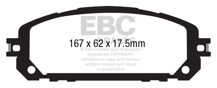 EBC Greenstuff 6000 Bremsbeläge Vorderachse DP63030 ohne R90 für Jeep Cherokee 4 2.2 CRD 4x4 (136kw/ 185PS) Baujahr: 08/15-08/18 mit HSN TSN: 1726 AAQ