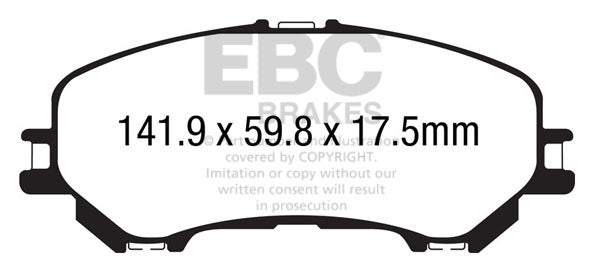 EBC Yellowstuff Bremsbeläge Vorderachse DP43032R mit R90 für Nissan Qashqai 1.2 DIG-T (85kw/ 116PS) Baujahr: 11/13- mit HSN TSN: 1329 AHR