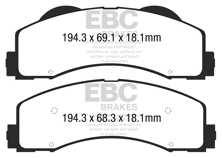 EBC Yellowstuff Bremsbeläge Vorderachse DP43034R ohne R90 für Ford F-150 45415 Baujahr: 2015-2017