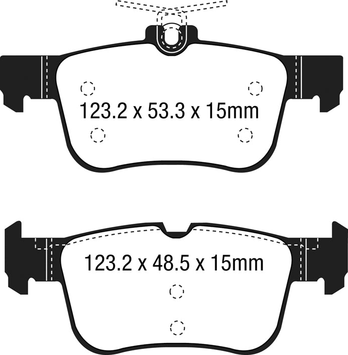 EBC Blackstuff Bremsbeläge Hinterachse DPX3047 mit R90 für Ford Edge 2.0 TD Baujahr: 15-