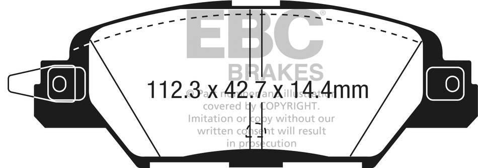 EBC Yellowstuff Bremsbeläge Hinterachse DP43071R mit R90 für Mazda CX-5 2.0 AWD (118kw/ 160PS) Baujahr: 09- mit HSN TSN: 7118 AFZ