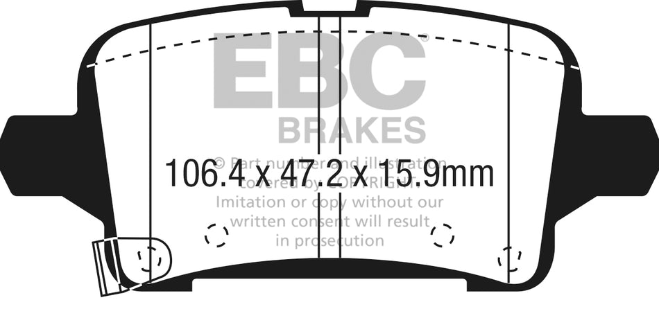 EBC Yellowstuff Bremsbeläge Hinterachse DP43074R mit R90 für Opel Insignia B Grand Sport 2.0 CDTi (68) (125kw/ 170PS) Baujahr: 03/17- mit HSN TSN: 1844 AAF