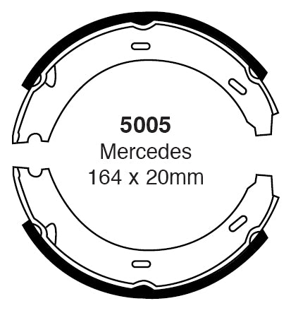 EBC Handbremsbacken  5005  für Mercedes-Benz 190 2.6 E (122kw/ 166PS) Baujahr: 09/86-12/89 mit HSN TSN: 0709 426