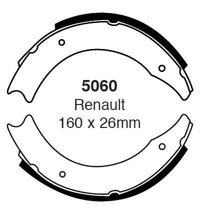 EBC Bremsbacken Hinterachse 5060  für Renault 4 0.8 (19kw/ 26PS) Baujahr: 10/62-09/83 mit HSN TSN: 3004 322