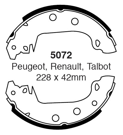 EBC Bremsbacken Hinterachse 5072  für Peugeot 305 45352 (44kw/ 60PS) Baujahr: 10/82-08/86 mit HSN TSN: 3003 429