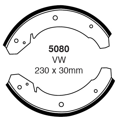 EBC Bremsbacken Hinterachse 5080  für VW Käfer 45292 (18kw/ 24PS) Baujahr: 04/49-12/53 mit HSN TSN: 0600 313