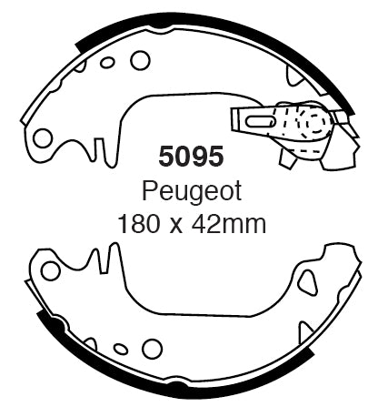 EBC Bremsbacken Hinterachse 5095  für Peugeot 205 45292 (40kw/ 54PS) Baujahr: 10/87-10/90 mit HSN TSN: 3003 287