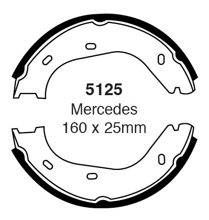 EBC Handbremsbacken  5125  für Mercedes-Benz S-Klasse 300 SE,SEL (132kw/ 180PS) Baujahr: 01/86-06/91 mit HSN TSN: 0709 100