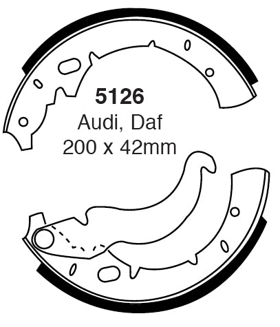 EBC Bremsbacken Hinterachse 5126  für Audi 90 2.0 (83kw/ 113PS) Baujahr: 03/86-03/87 mit HSN TSN: 0588 370