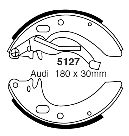 EBC Bremsbacken Hinterachse 5127  für EBC RP-Bremsbeläge  1.8 GTE quattro (82kw/ 112PS) Baujahr: 08/84-08/86 mit HSN TSN: 0588 313