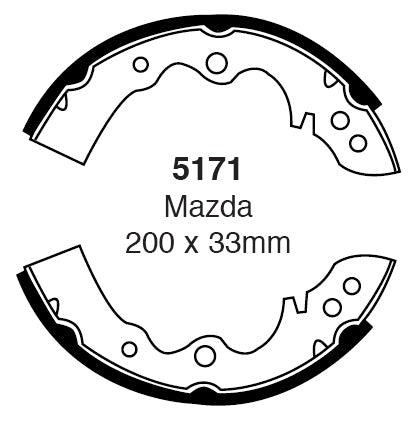 EBC Bremsbacken Hinterachse 5171  für Mazda 323 (1) 45383 (51kw/ 69PS) Baujahr: 05/78-08/82 mit HSN TSN: 7108 317