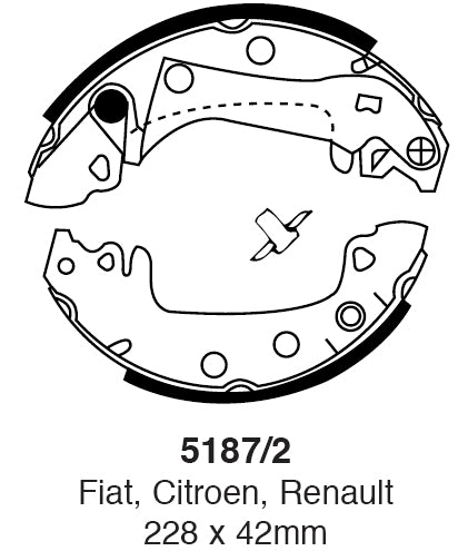 EBC Bremsbacken Hinterachse 1200585  für Fiat Argenta 2500 Turbodiesel , 2.4 (66kw/ 90PS) Baujahr: 07/83-08/85 mit HSN TSN: 4001 778