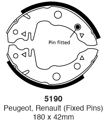 EBC Bremsbacken Hinterachse 5190  für Peugeot 104 1.0 (32kw/ 44PS) Baujahr: 09/83-06/88 mit HSN TSN: 3003 386