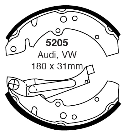 EBC Bremsbacken Hinterachse 5205  für VW Golf 1 45292 (37kw/ 50PS) Baujahr: 04/74-07/83 mit HSN TSN: 0600 464