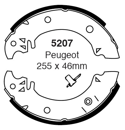 EBC Bremsbacken Hinterachse 5207  für Peugeot 504 2.0 (68kw/ 92PS) Baujahr: 04/71-07/86 mit HSN TSN: 3003 363