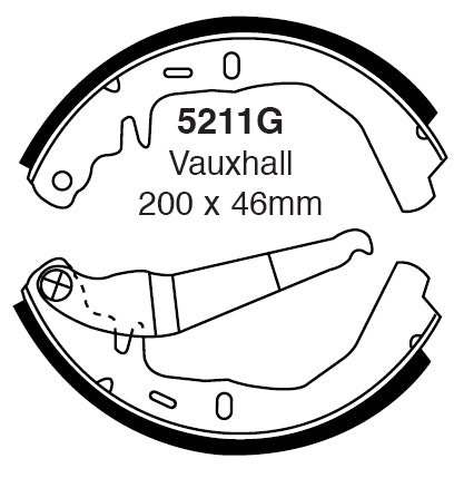 EBC Bremsbacken Hinterachse 5211G  für Opel Ascona B 1.3 N (44kw/ 60PS) Baujahr: 03/79/08/81 mit HSN TSN: 0039 572